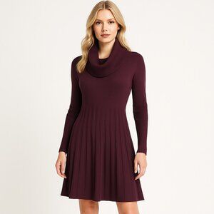 Calvin Klein Plum Sweater Dress Cowl Neck Long Sleeve Knit Size L – Cozy & Chic